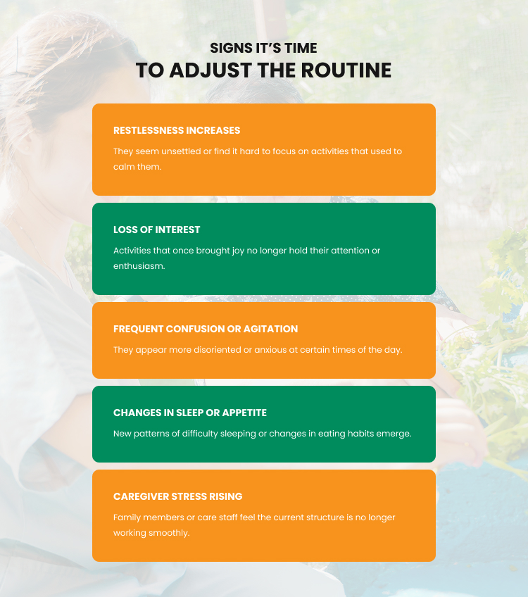 An infographic of signs it’s time to adjust the routine
